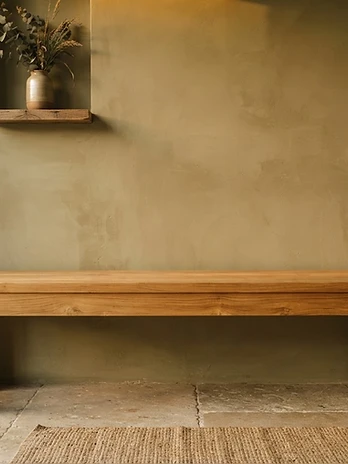 Ankor Bench — hand-finished solid teak with straight grain and matte oil finish