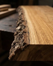Live Edge teak grain, matte oil finish
