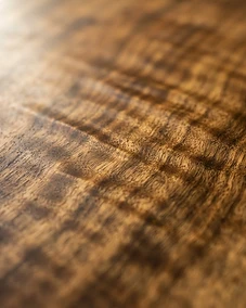 Figured teak grain, matte oil finish