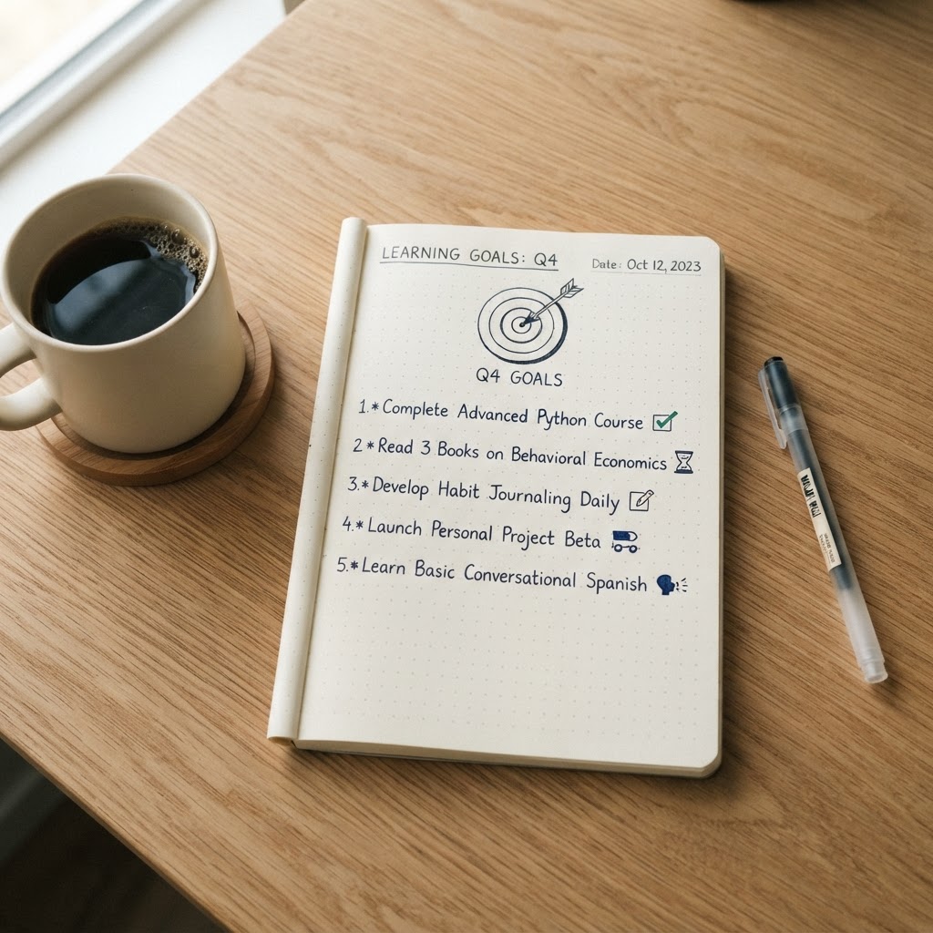 Notebook planning page representing backward design and starting with the end in mind