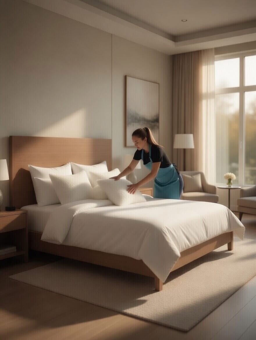 Cama impecable con detalles que cuidan el descanso