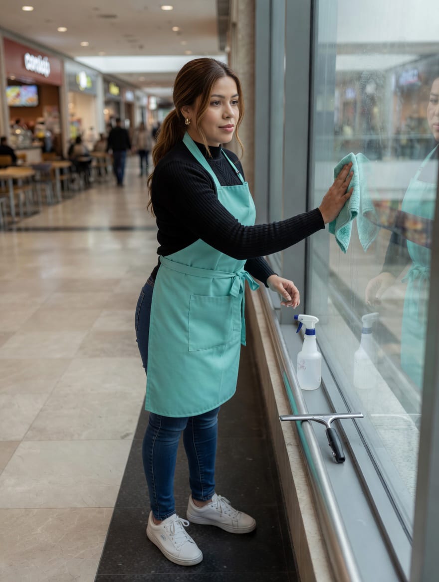 Limpieza de cristales en comercios sin marcas ni huellas