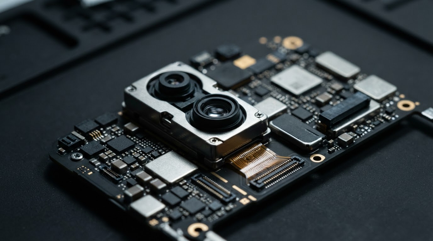 Macro photograph of smartphone internal components