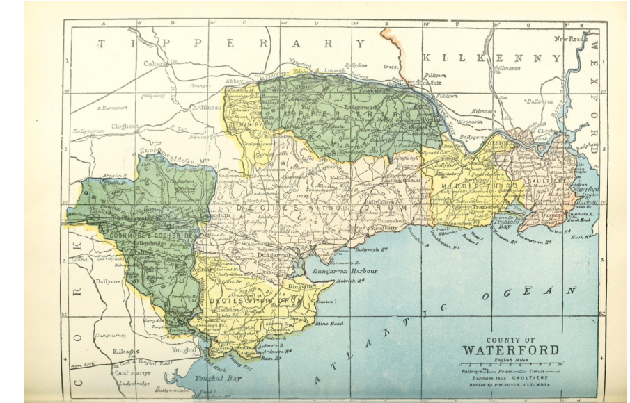 Map of the baronies of County Waterford, c. 1900, with Gaultier in the east