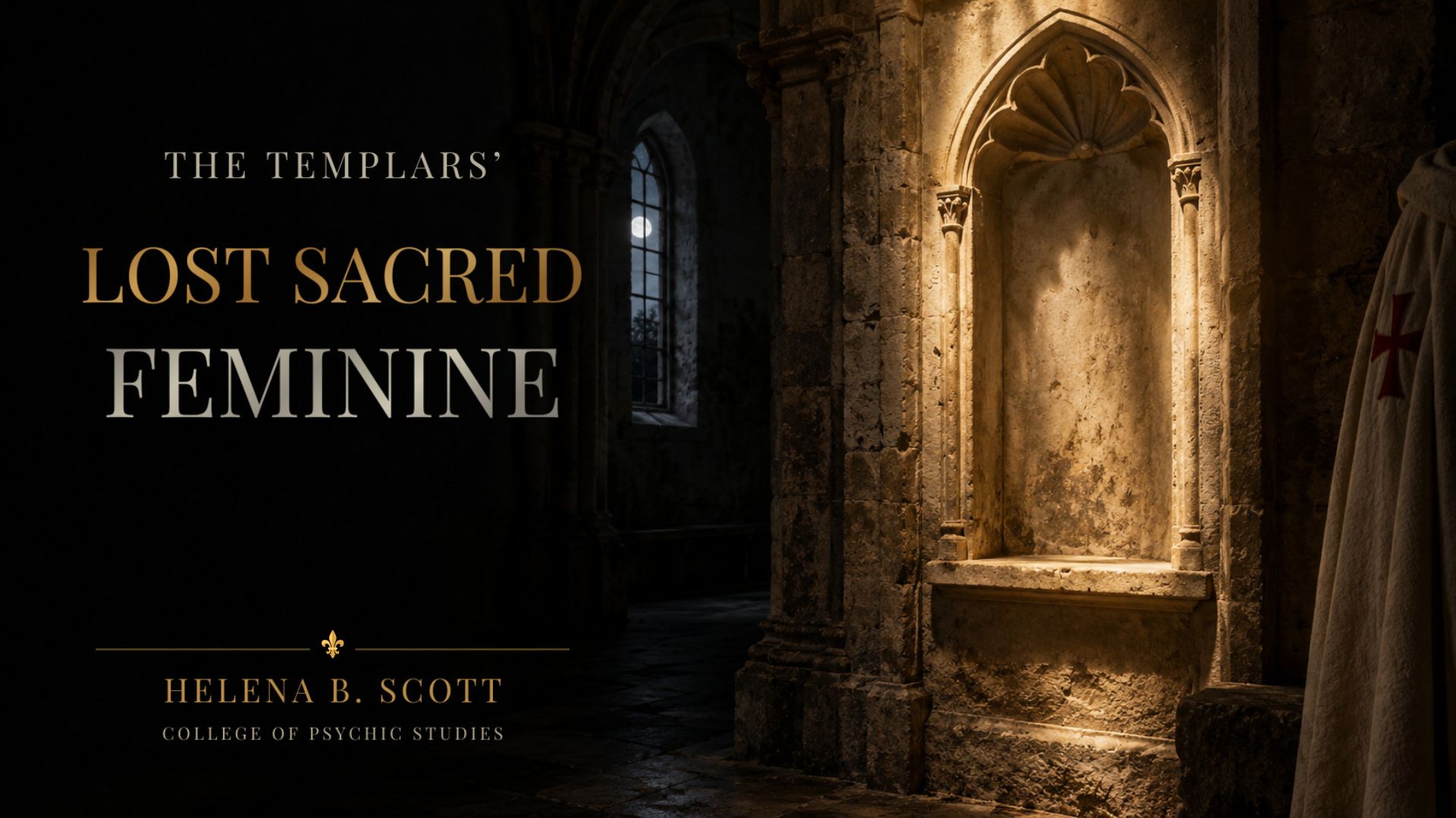 The Templars’ Lost Sacred Feminine — empty illuminated Marian niche and Templar figure
