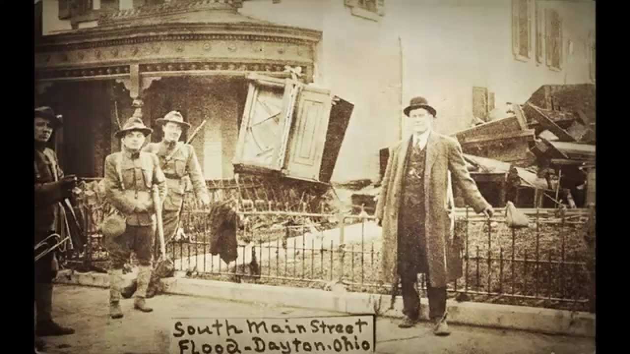 Historic photograph labelled South Main Street Flood, Dayton, Ohio