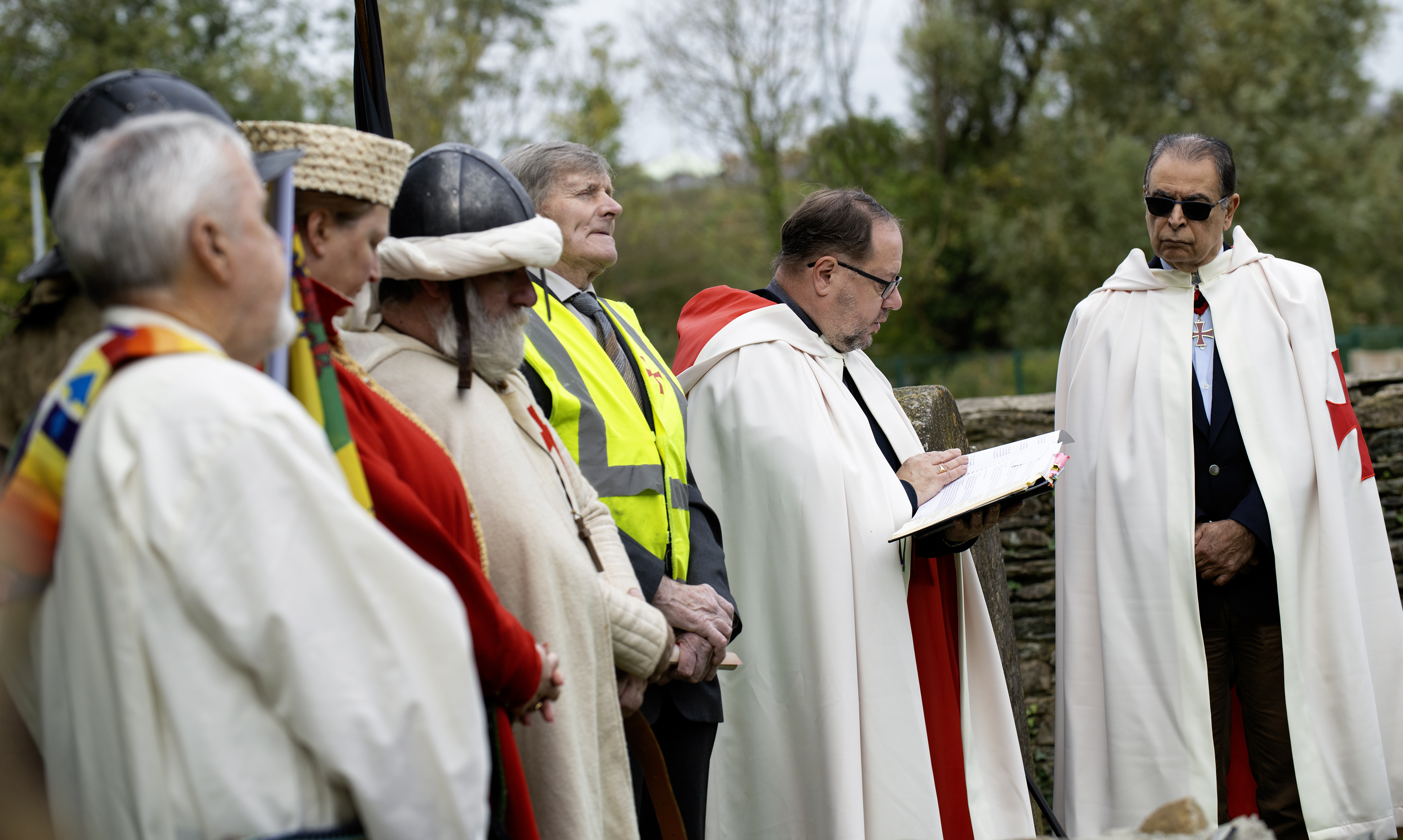 Templar Remembrance & Interfaith Service at Kilbarry Knights Graveyard — a formal outdoor gathering in Templar attire, 11 October 2025.