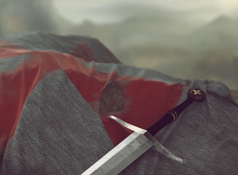 Knights Templar mantle and sword — heritage hero photograph