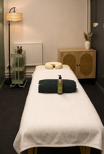Calm treatment room prepared for a personalised sports massage