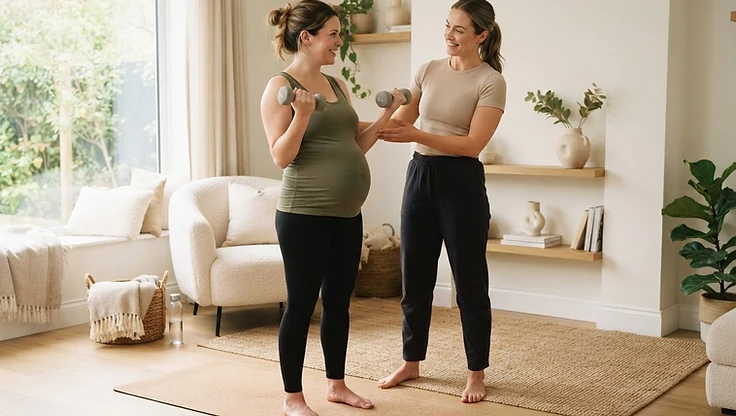 Prenatal personal training session in Hoboken with a Thrive On Fitness coach