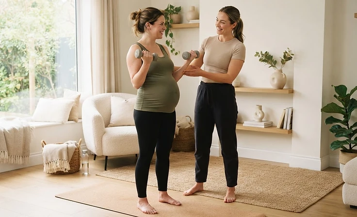Prenatal strength training session at home