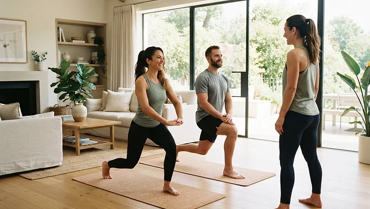 Couples training session at home