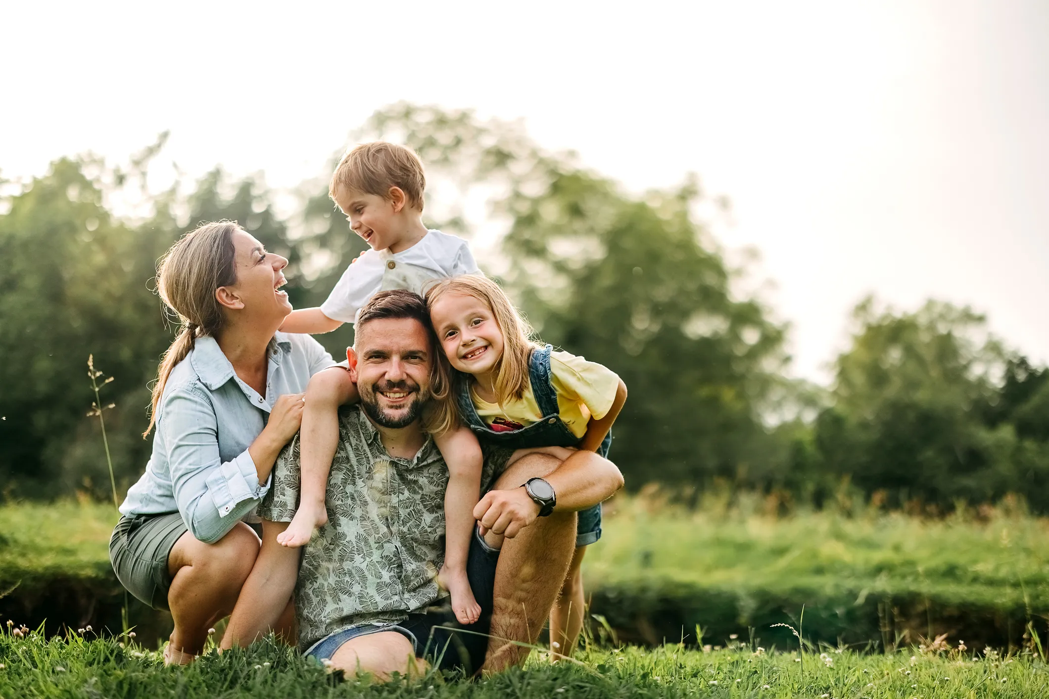 A family relaxing together indoors