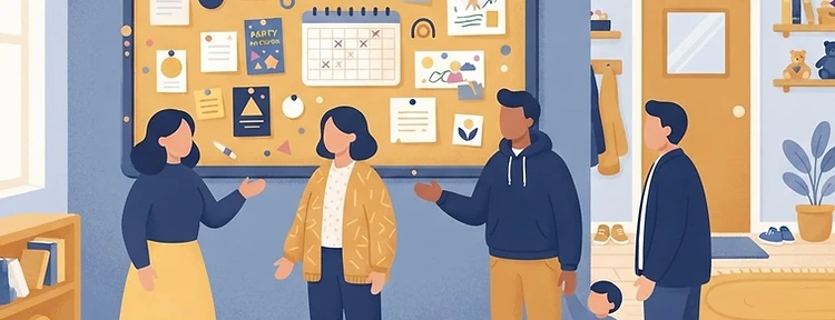 A classroom noticeboard bringing parents together