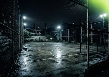 Quadra urbana vazia à noite