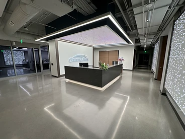 Comerica Bank lobby with a high-gloss polished concrete reception floor