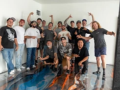 Crew on a finished metallic floor