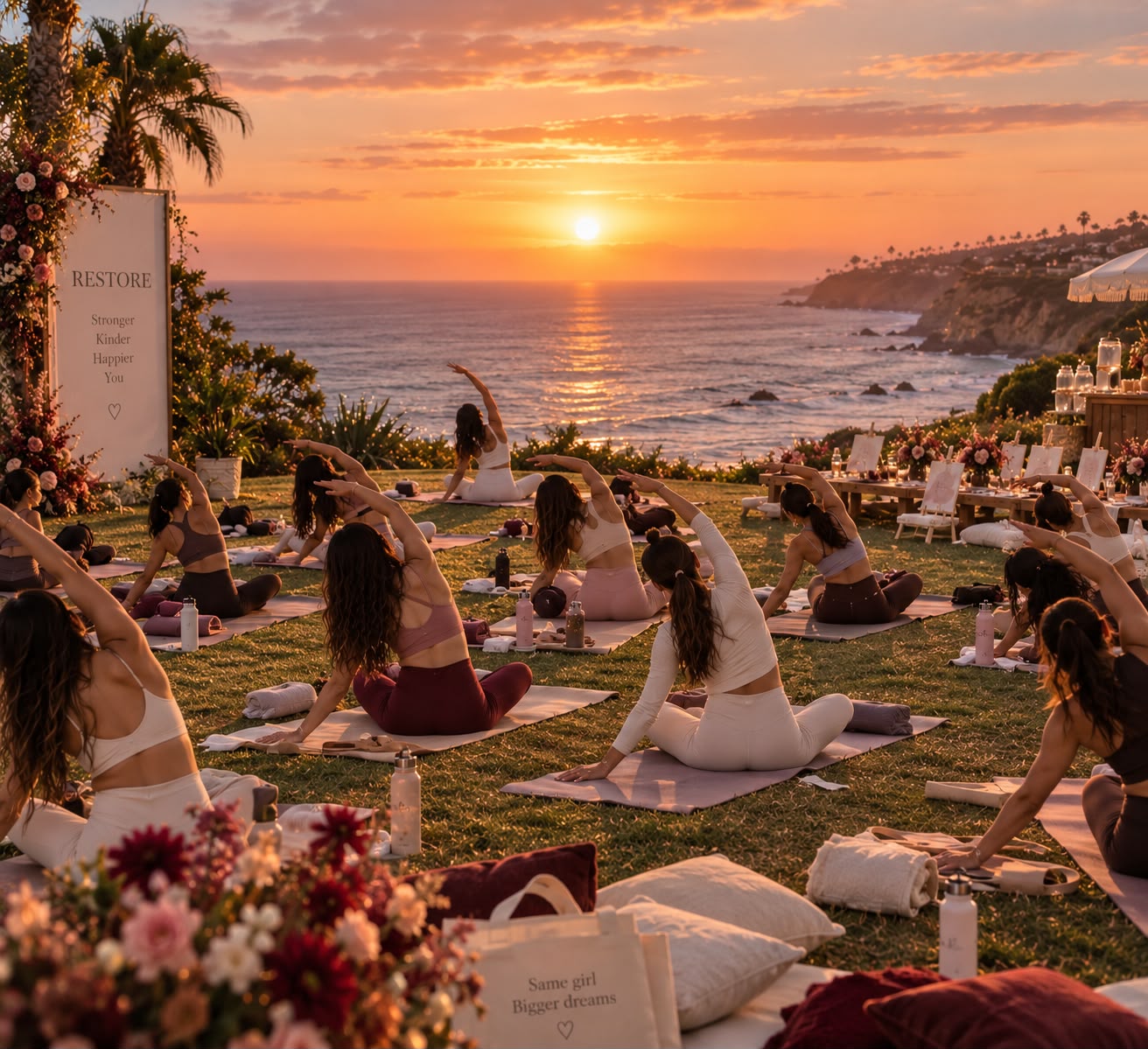 The Becoming Her Mood — coastal fall chic at sunset