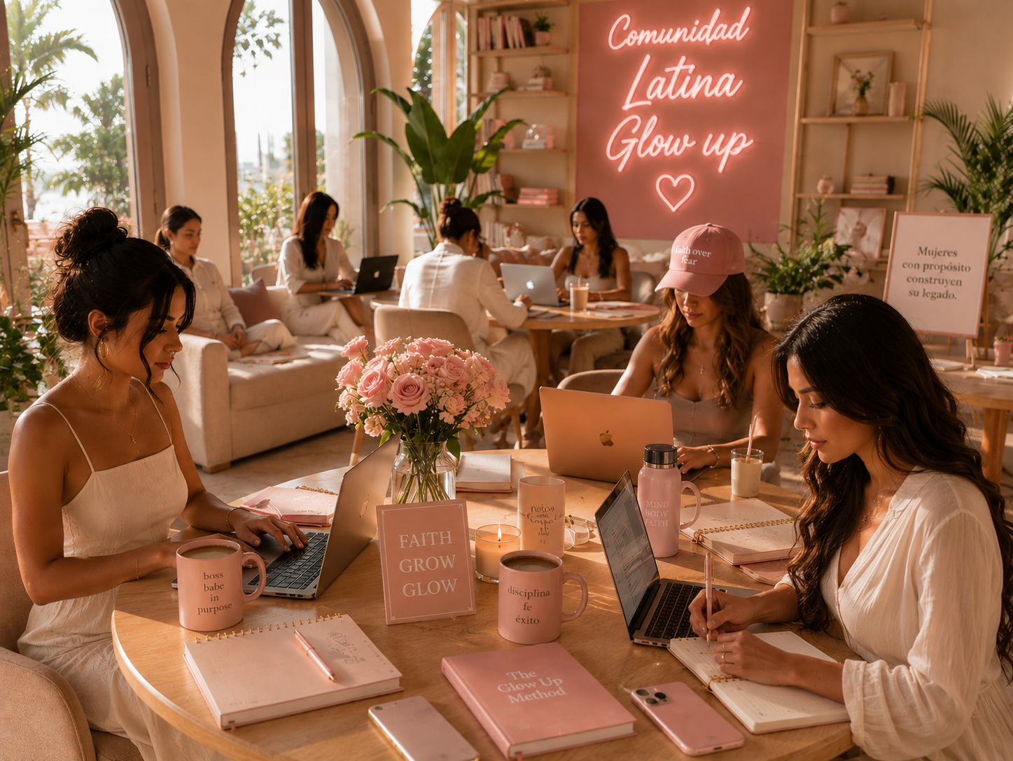 Mujeres concentradas trabajando en sus laptops