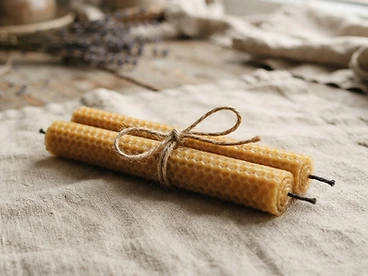 Beeswax taper candles, pair