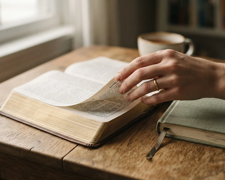 Bible pages in warm natural light