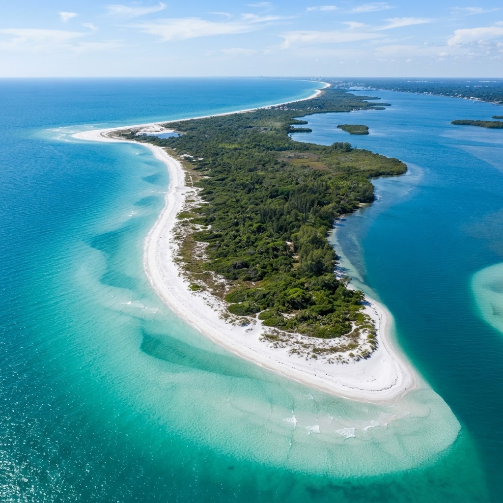 Aerial view of Honeymoon Island, Florida