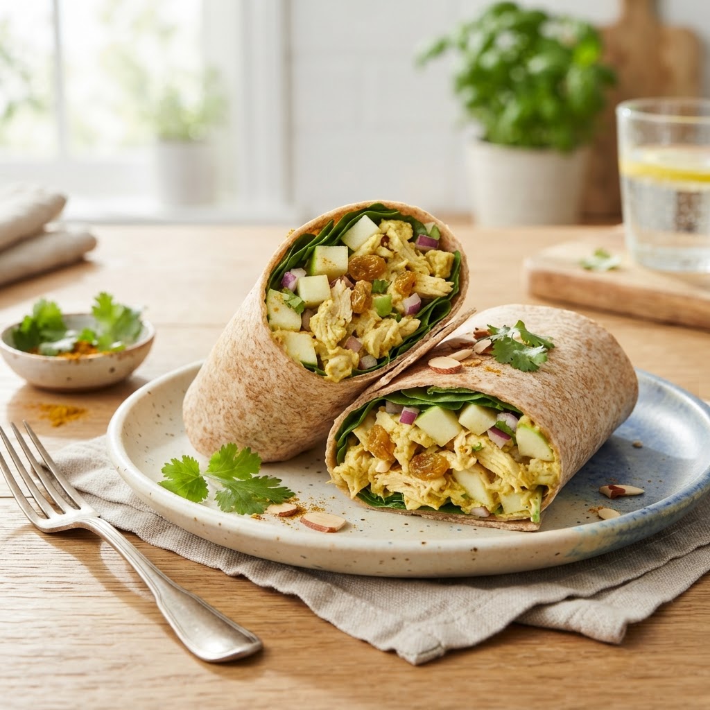 Greek Yogurt Curry Chicken Wraps
