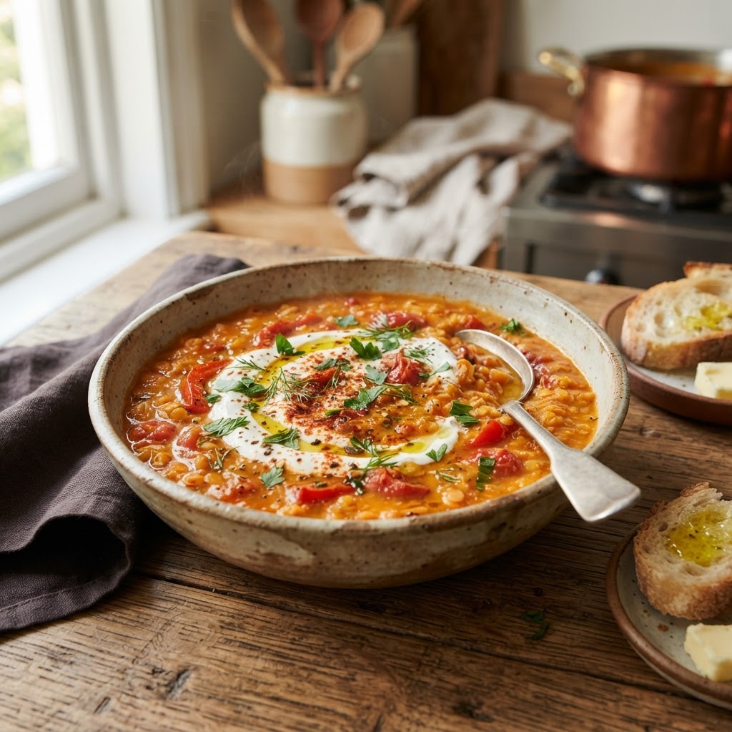 Roasted Red Pepper Lentil Soup