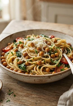 15-Minute Garlic Butter Chickpea Pasta