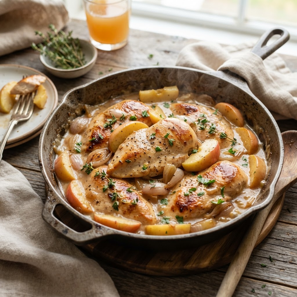 Creamy Apple Cider Chicken Skillet