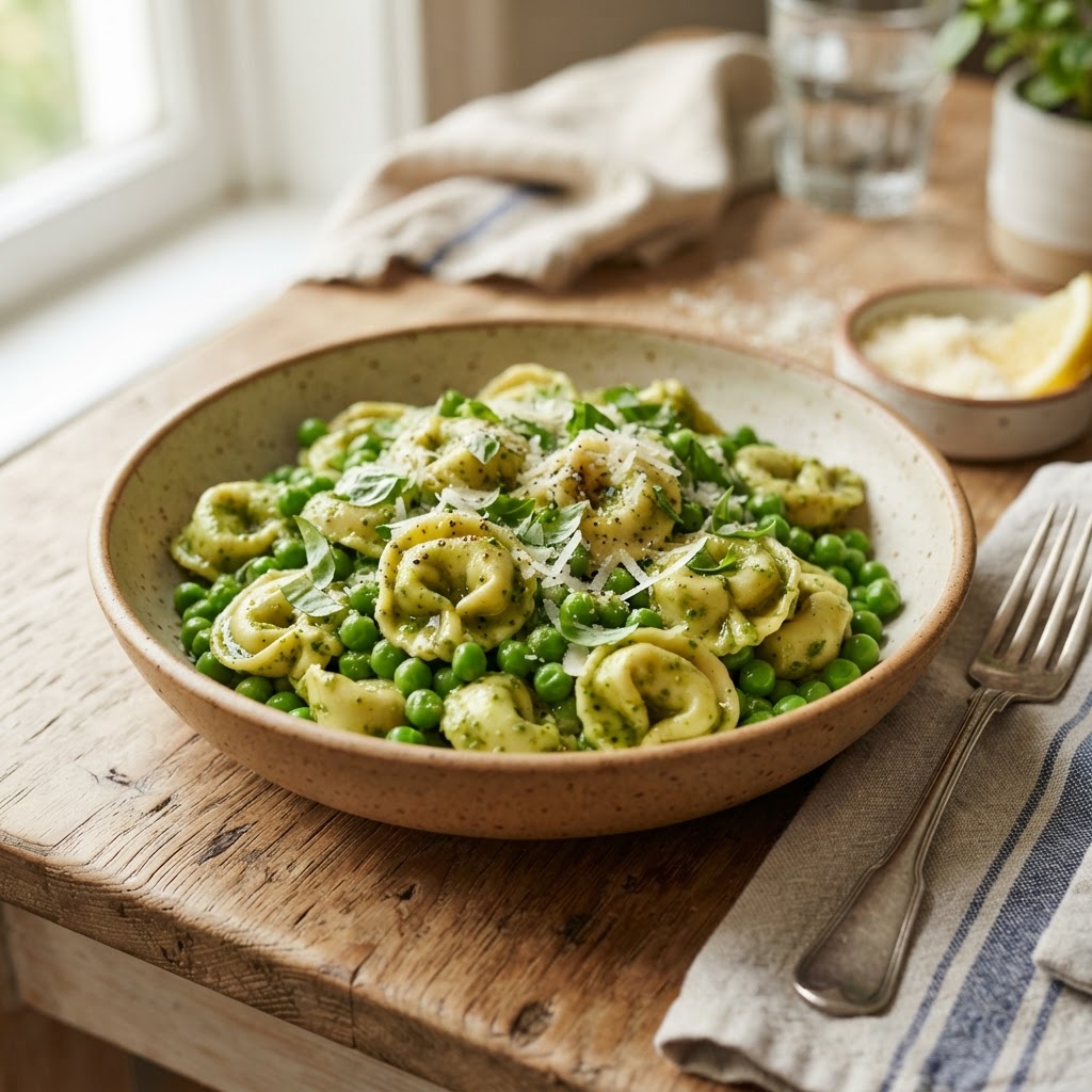 Pesto Tortellini with Peas