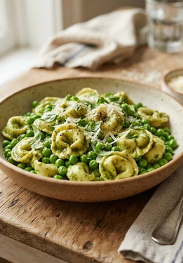 Pesto Tortellini with Peas