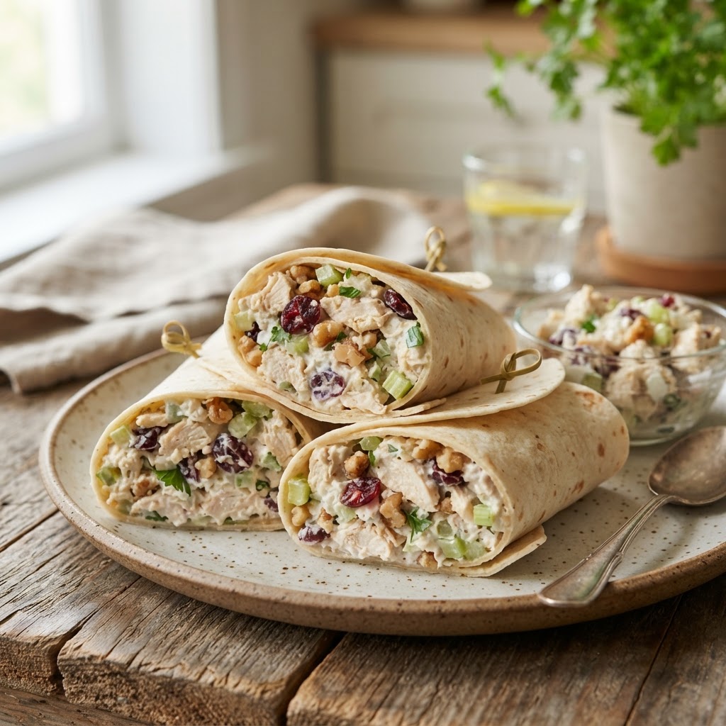 Cranberry Walnut Chicken Salad Wraps