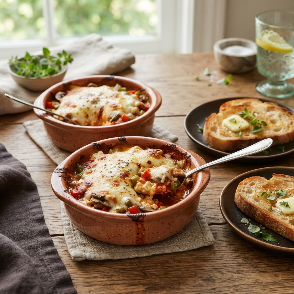 Baked Cottage Cheese Pizza Bowls