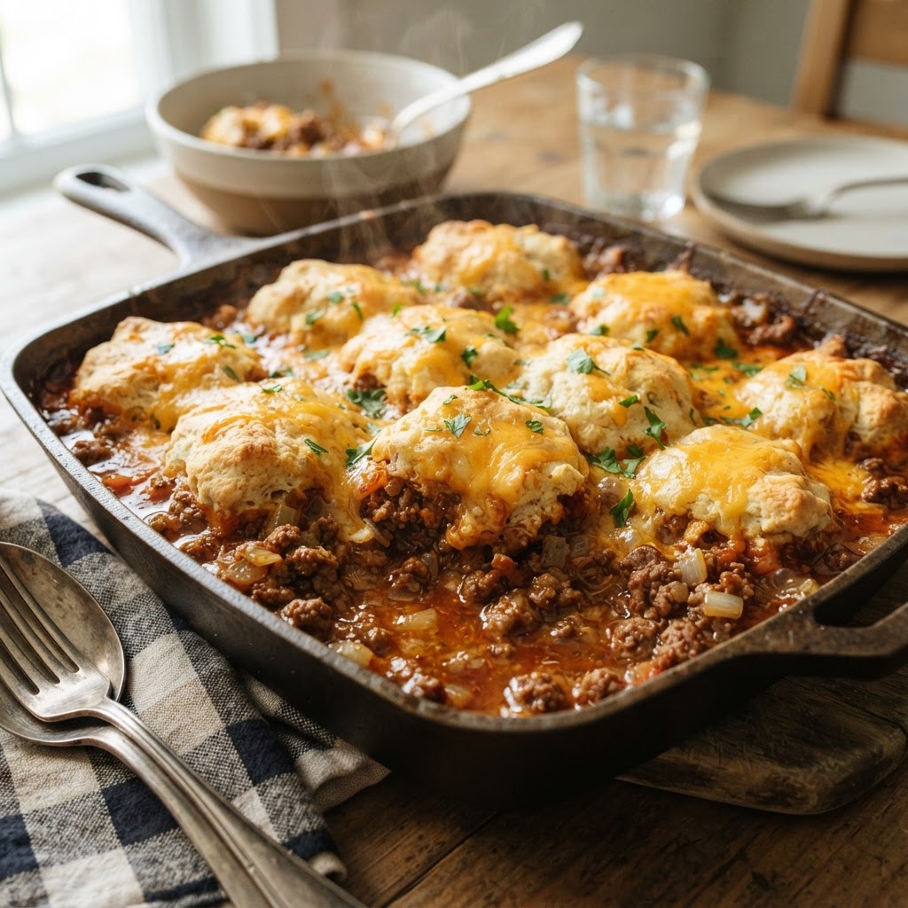 Sloppy Joe Biscuit Casserole