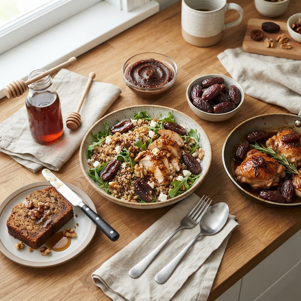 Cooking With Dates: Whole Dates, Date Paste, and Syrup in Sweet and Savory Dishes