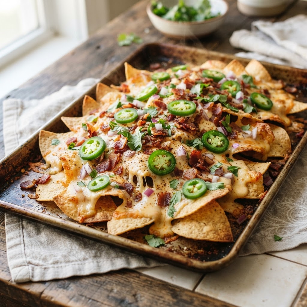 Loaded Cheddar and Bacon Sheet Pan Nachos