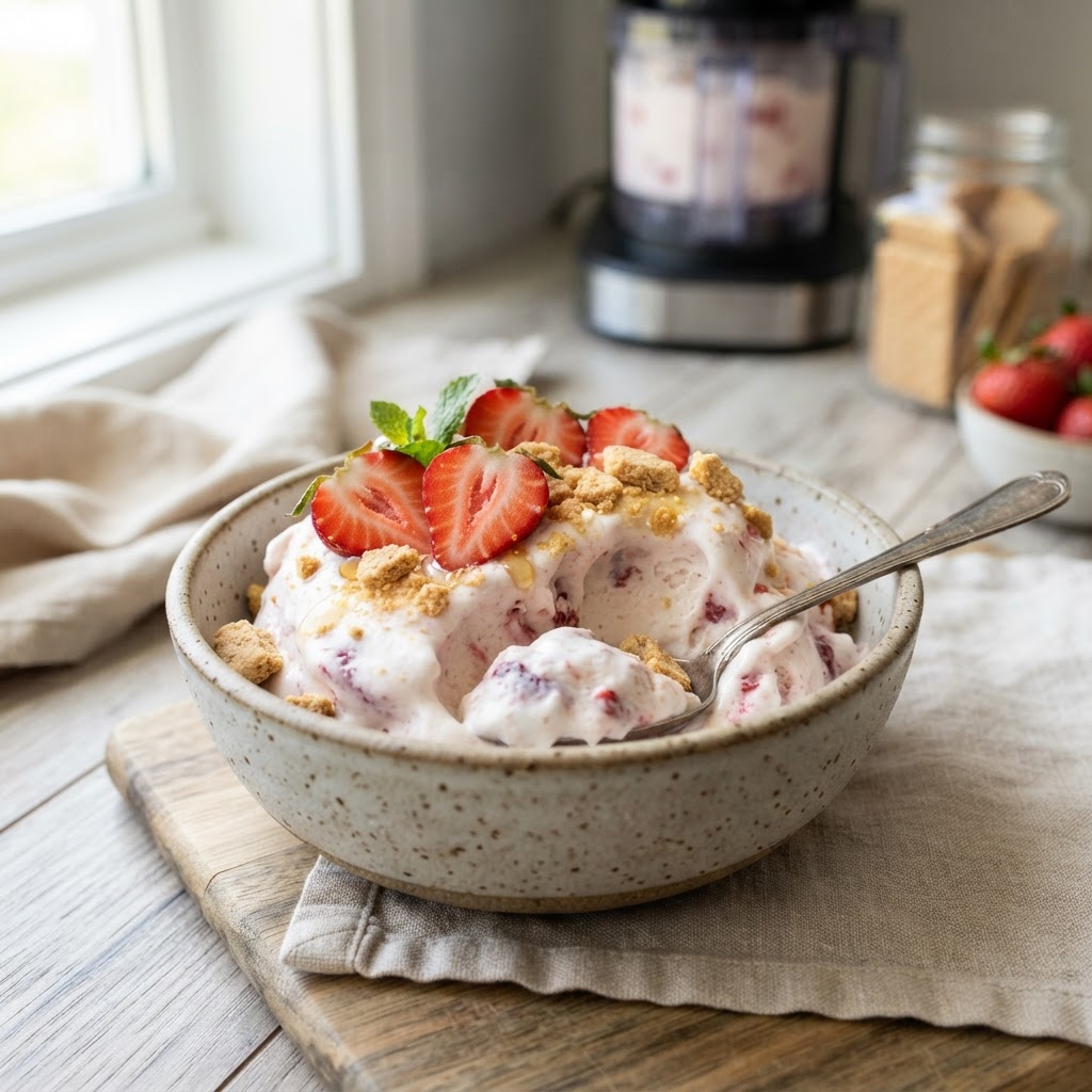 Ninja Creami Strawberry Cheesecake Frozen Yogurt