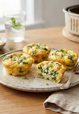 Air Fryer Spinach Feta Egg Bites