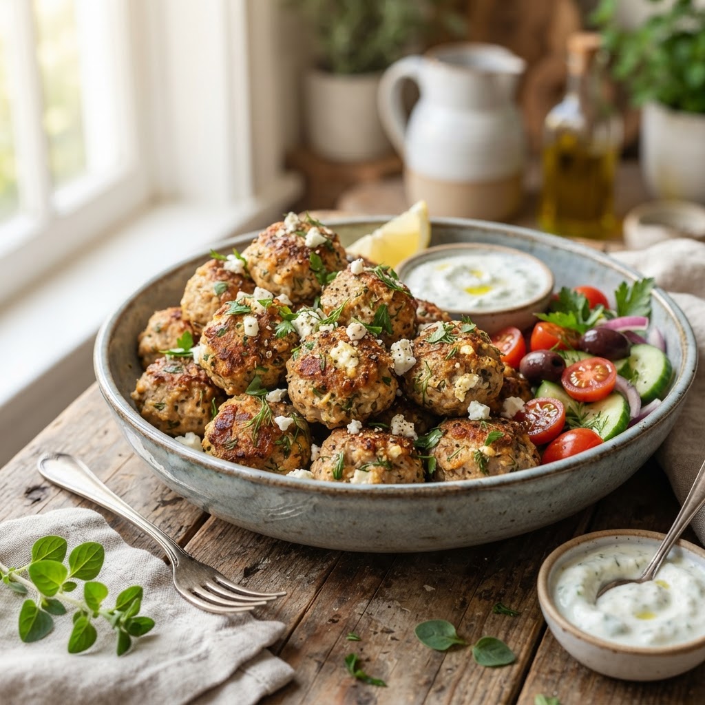 Air Fryer Greek Chicken Meatballs