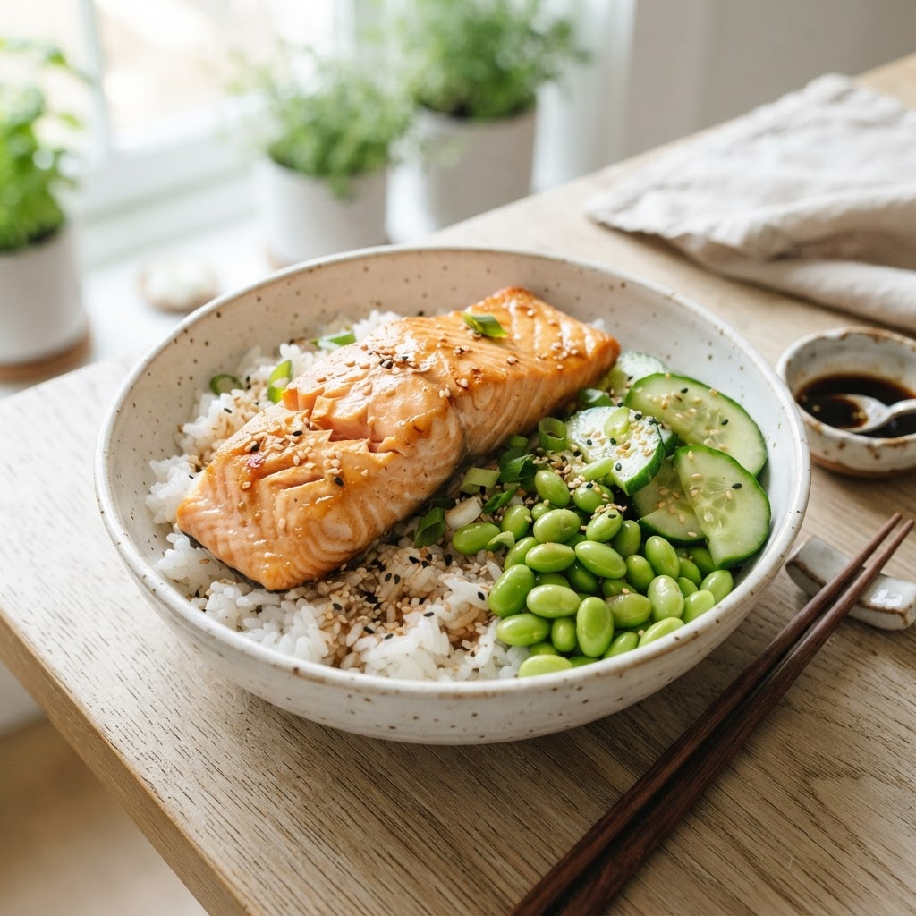High-Protein Salmon Rice Bowl