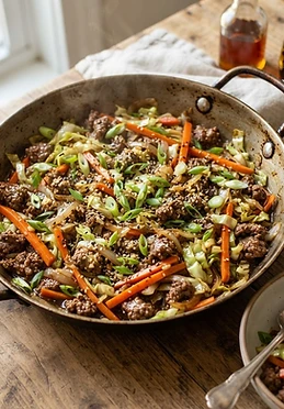 Ground Beef Cabbage Stir-Fry Skillet