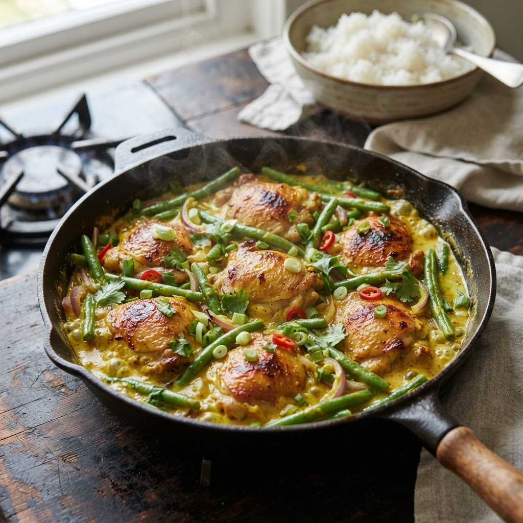 Indonesian Coconut Turmeric Chicken with Green Beans