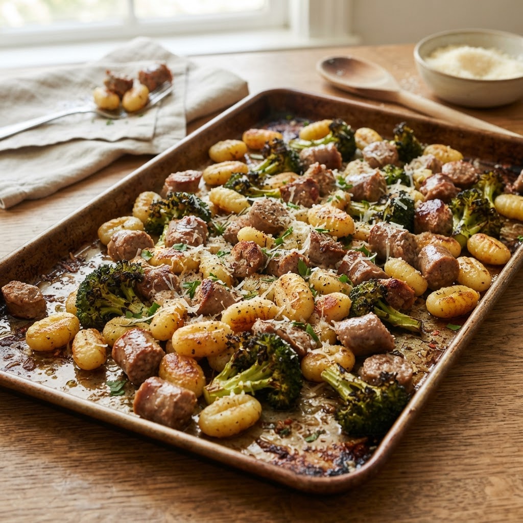 Sheet Pan Gnocchi with Sausage and Broccoli