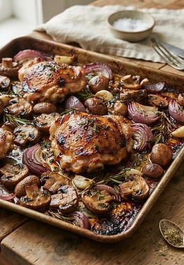 Sheet Pan Balsamic Chicken and Mushrooms