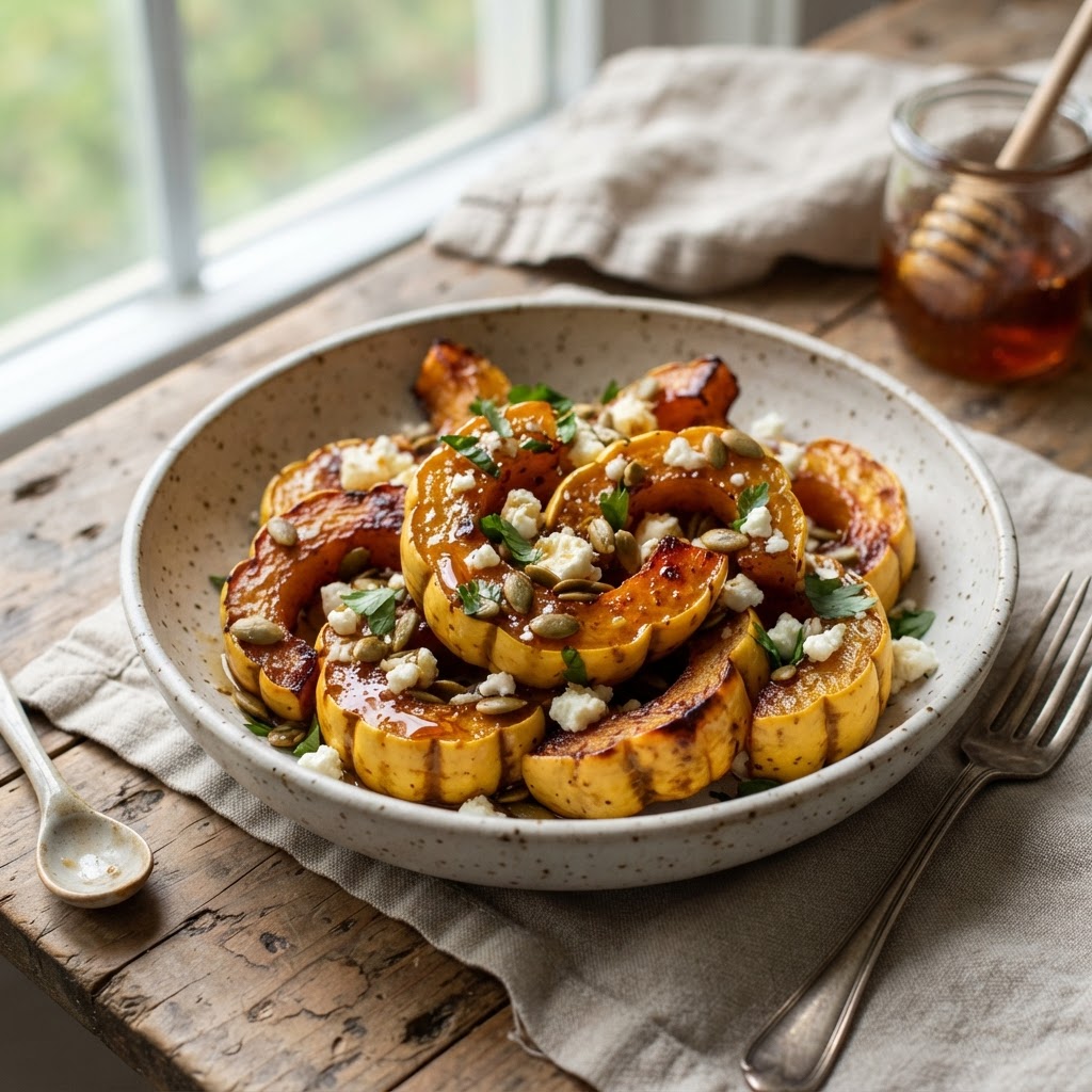 Hot Honey Roasted Delicata Squash
