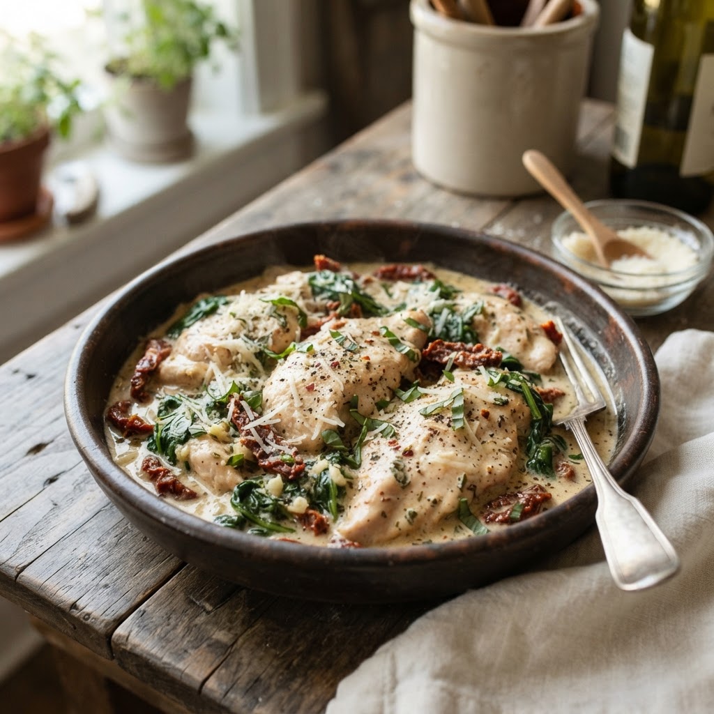 Slow Cooker Creamy Tuscan Chicken