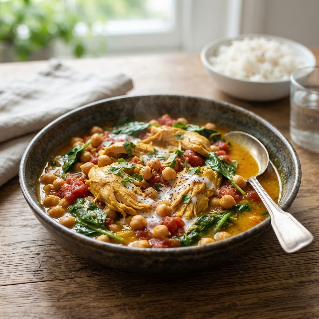Slow Cooker Curry Chicken and Chickpeas