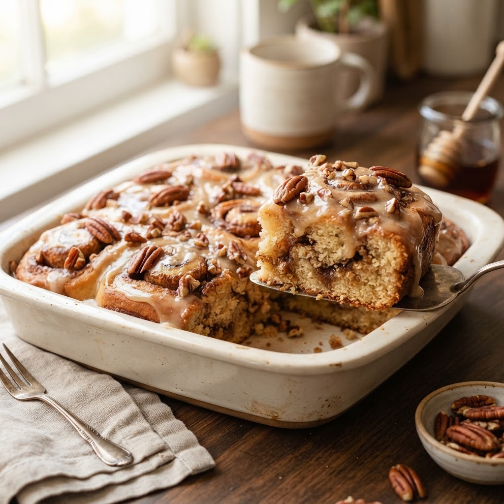 Maple Pecan Cinnamon Roll Cake