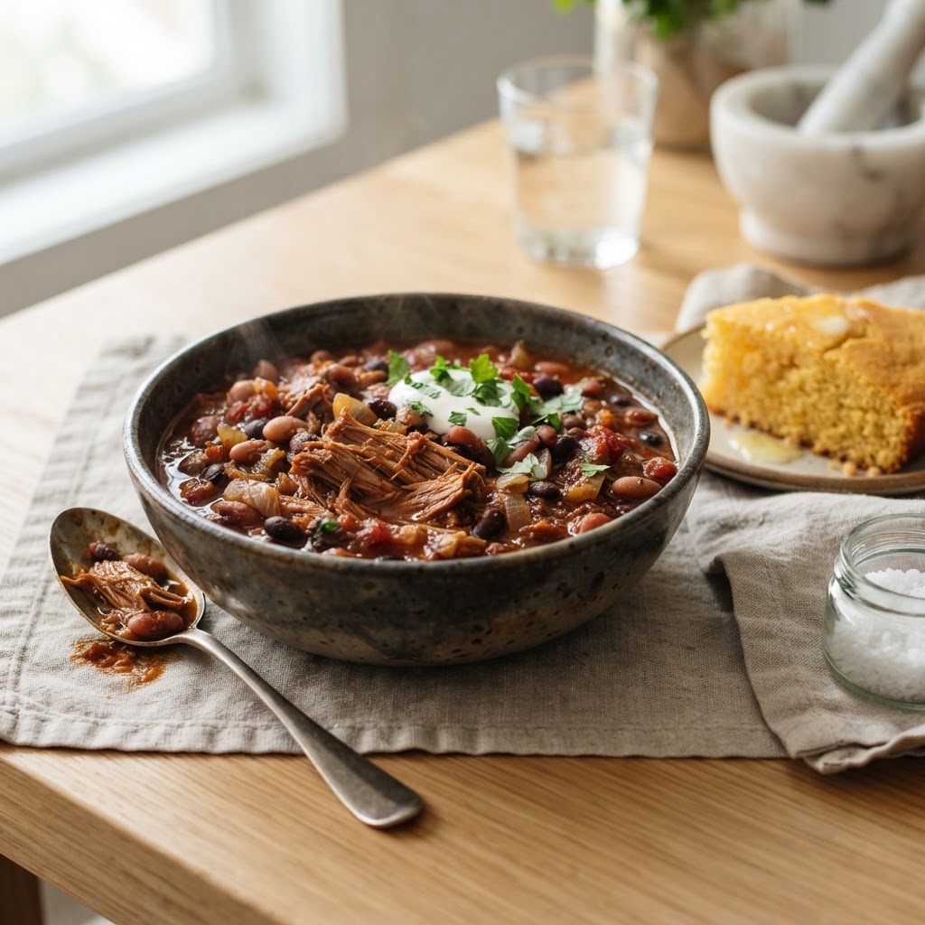 Slow-Cooked Pork and Bean Chili